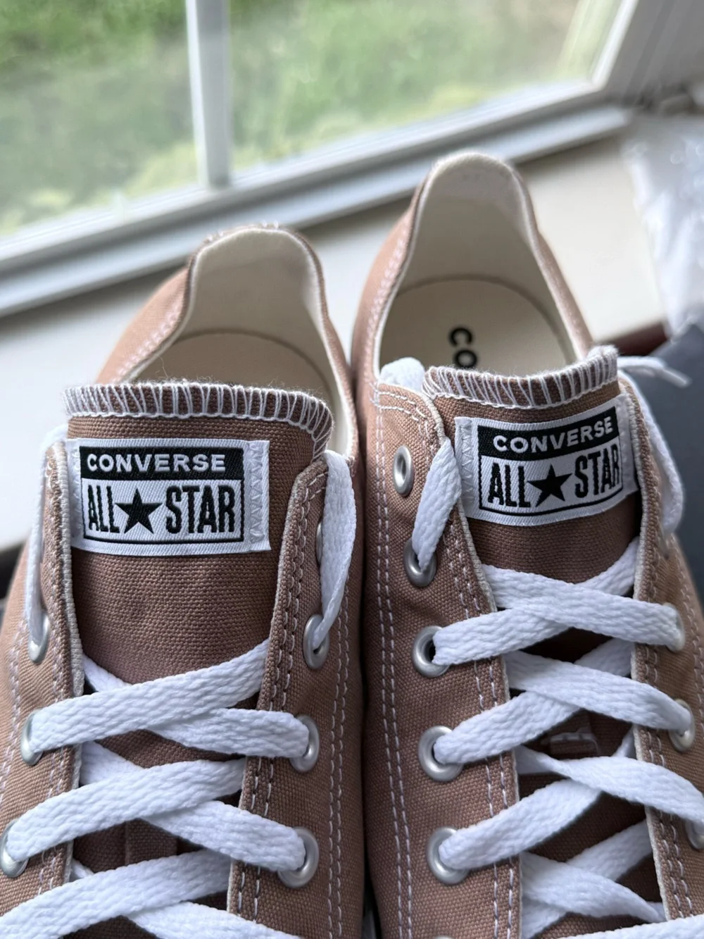 Converse Low Top Sneakers - Taupe Canvas with White Trim